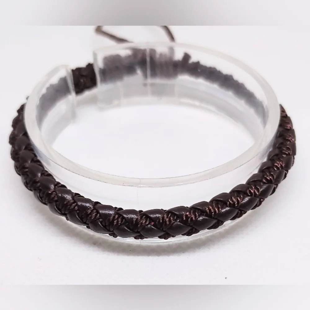 Men's‎ Bracelet Leather Braided Brown New f87